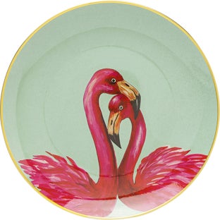 Talerz dekoracyjny Flamingo Couple Ø27 cm kolorowy – obraz-1