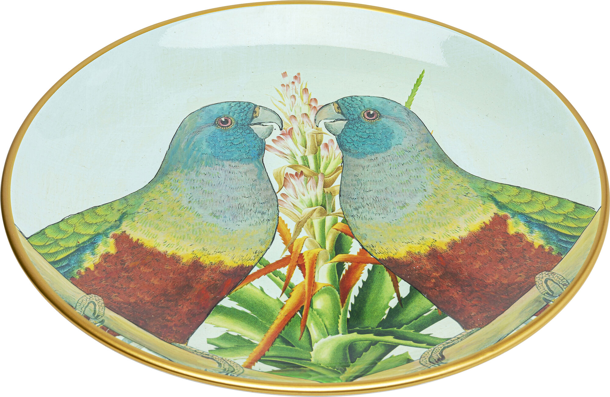 Talerz dekoracyjny Parrot Couple Ø35 cm kolorowy – obraz-1