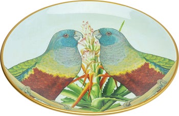 Talerz dekoracyjny Parrot Couple Ø35 cm kolorowy – obraz-1