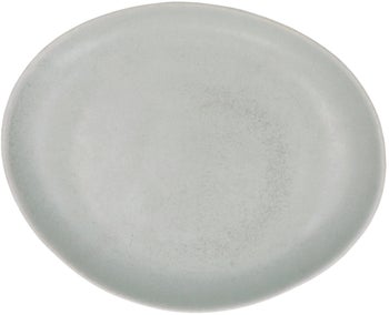 Talerz deserowy z kamionki 22x18 cm szarobeżowy – obraz-1