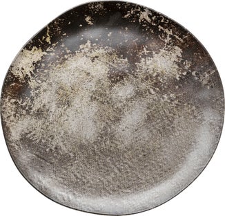 Talerz deserowy z kamionki Ø21x2 cm brązowy  – obraz-1
