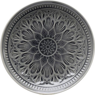 Talerz deserowy ceramiczny Ø21x3 cm szary wzór – obraz-1