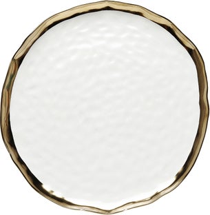 Talerz do serwowania porcelanowy Ø38 cm biało-złoty – obraz-1