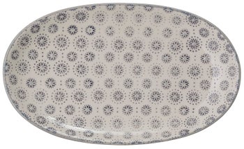 Talerz do serwowania z kamionki 22x13 cm biało-szary – obraz-1