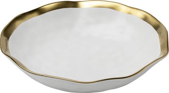 Talerz głęboki biało-złoty ceramika Ø20 cm – obraz-1