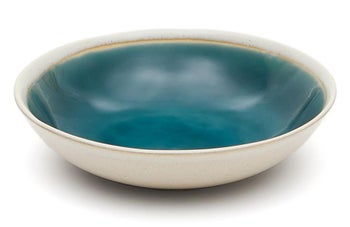 Talerz głęboki ceramiczny niebiesko-biały szkliwiony Ø22,5 cm – obraz-1