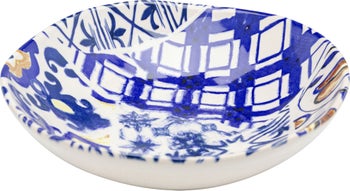 Talerz głęboki kamionkowy biało-niebieski Ø21 cm – obraz-1