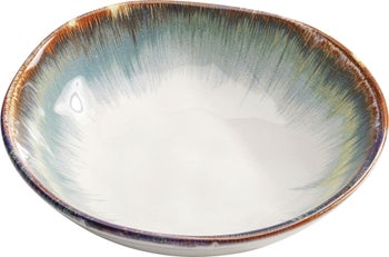 Talerz głęboki z kamionki biały ∅20 cm biało-niebieski – obraz-1