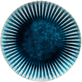 Tallrik Azur Rim - Glaserat Stengods Aqua Blå, Ø21cm – bild-1.