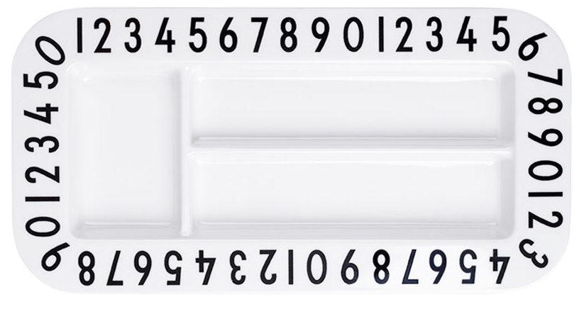 Talerz na przekąski dla dziecka z cyframi biały 12x23 cm – obraz-1