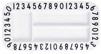 Talerz na przekąski dla dziecka z cyframi biały 12x23 cm – obraz-1