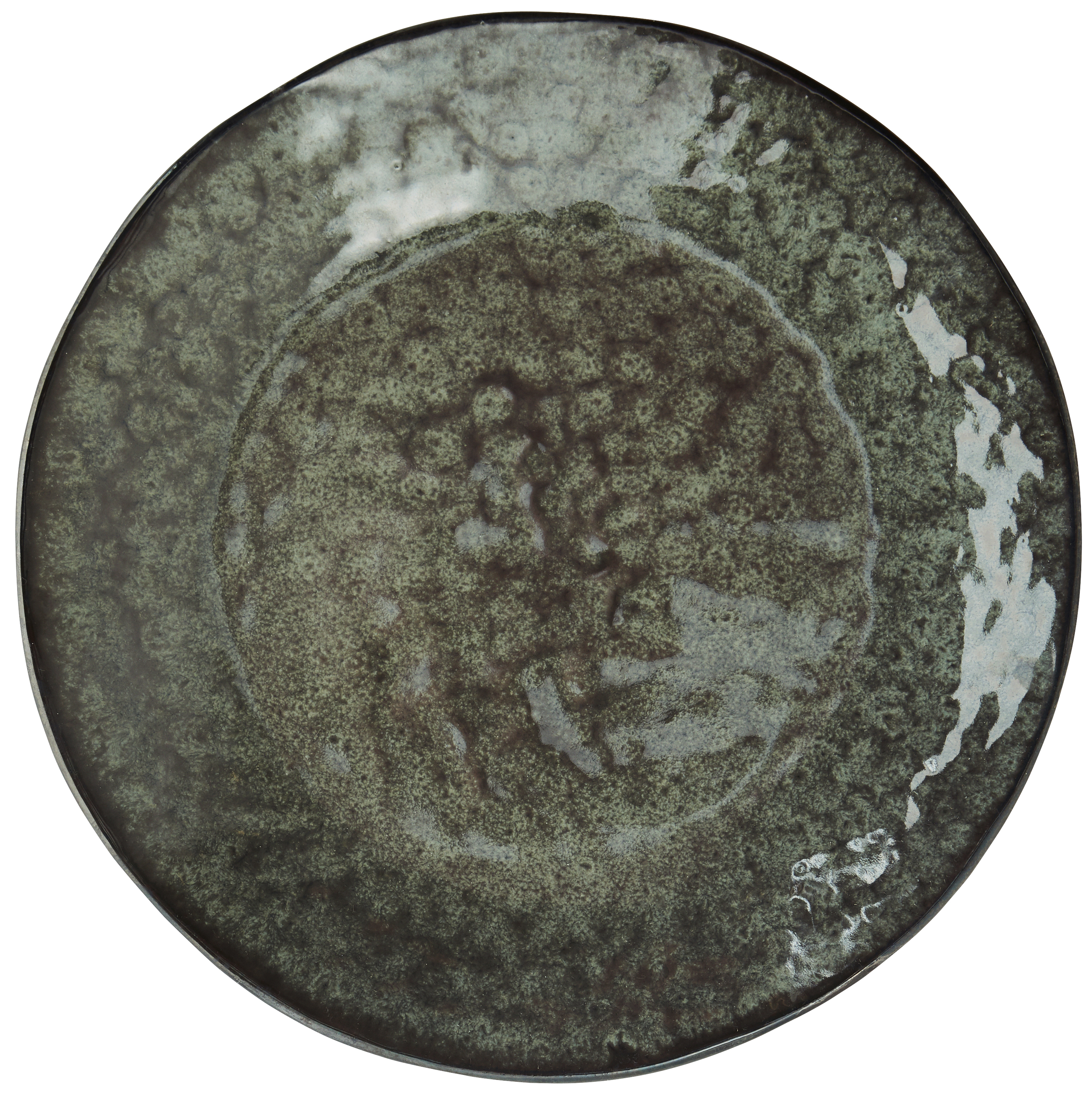 Talerz obiadowy z kamionki czarny Ø28 cm ciemnozielony - czarny – obraz-1