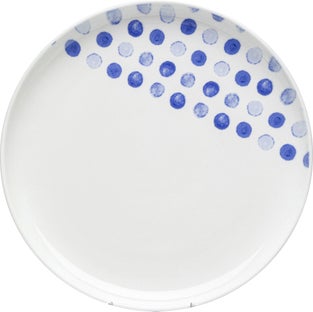 Talerz obiadowy biały w niebieskie kropki Ø27 cm – obraz-1