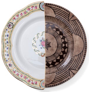 Talerz obiadowy porcelanowy 28 cm dwukolorowy – obraz-1