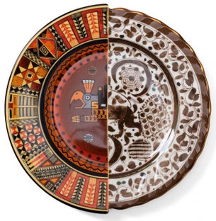 Talerz obiadowy porcelanowy 28 cm dwukolorowy – obraz-1