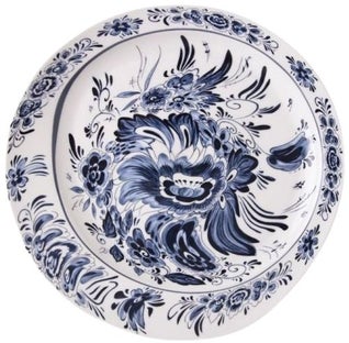 Talerz obiadowy Nowoczesne Klasyki - Holenderskie Kwiaty porcelana ø28 cm biało granatowy – obraz-1