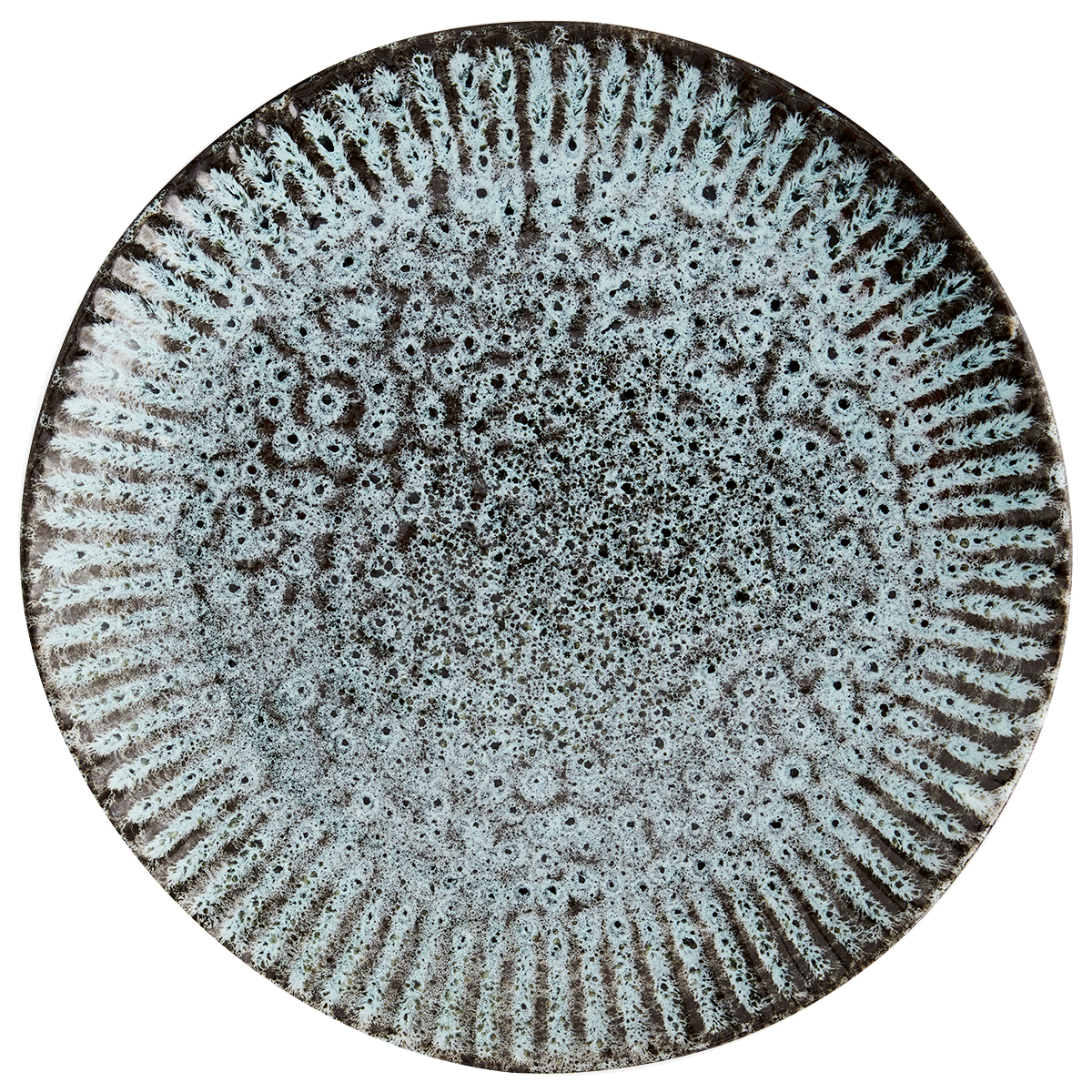 Talerz z kamionki zielono-czarny o średnicy 28 cm z innowacyjnym stylem – grafika-1.