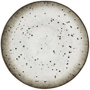 Talerz z kamionki Ø22x2 cm biało-brązowy – obraz-1