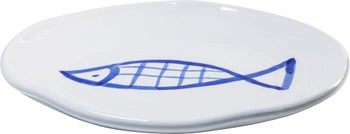 Talerz ceramiczny 37 cm biało-niebieski – obraz-1