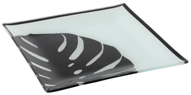 Talerz Square Leaf 20x20 cm biało-czarny – obraz-1