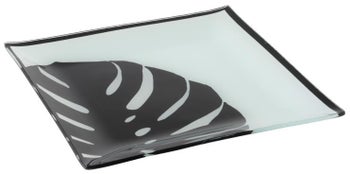 Talerz Square Leaf 20x20 cm biało-czarny – obraz-1