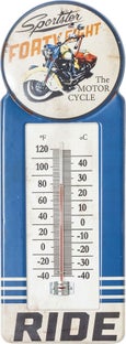 Termometr Motor Cycle 14x40 cm biało-niebieski – grafika-1.