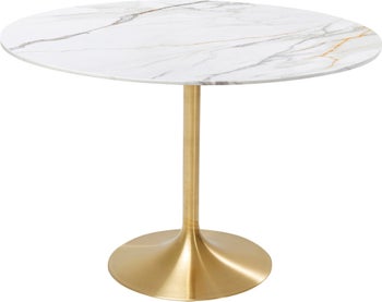 Stalas Invitation Set Ceramic White Brass Ø120cm – paveikslėlis-1.