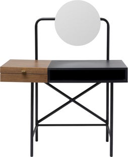 Toaletka drewniano-metalowa czarno-brązowa 103x48 cm – obraz-1
