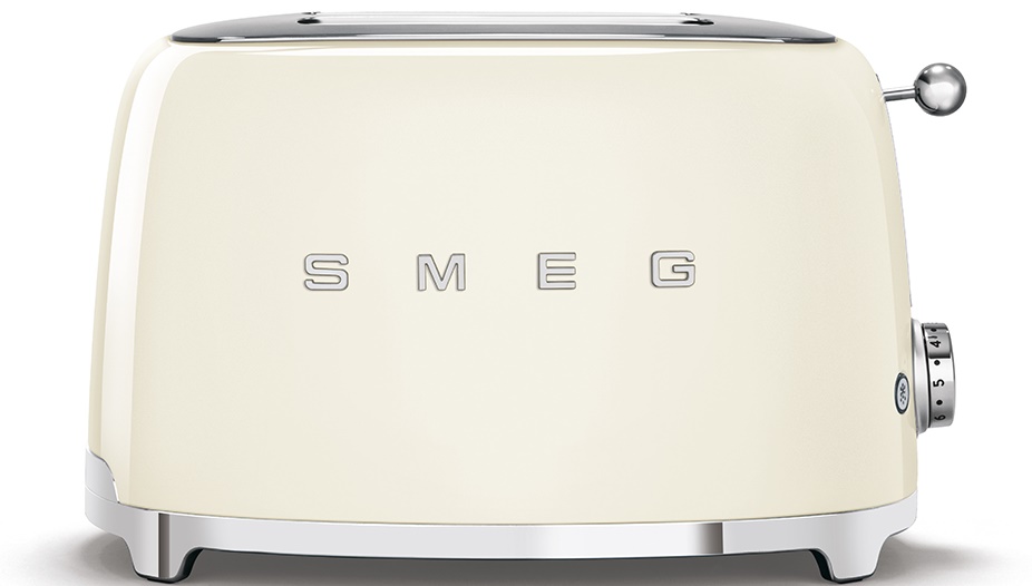 Toster na 2 kromki 50's metalowy kremowy 31x20 cm – obraz-1