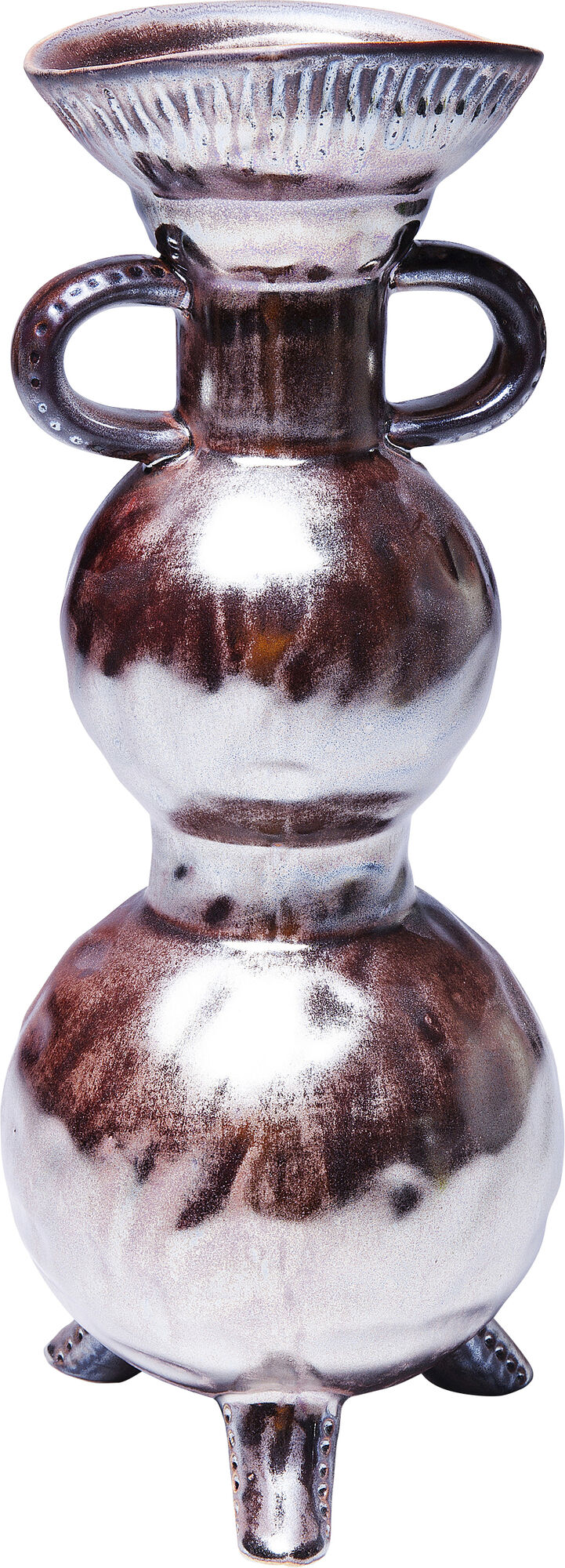 Wazon wysoki brązowo-biały kamionka 37 cm – obraz-1