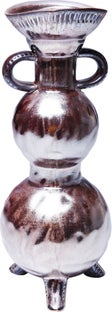 Wazon wysoki brązowo-biały kamionka 37 cm – obraz-1