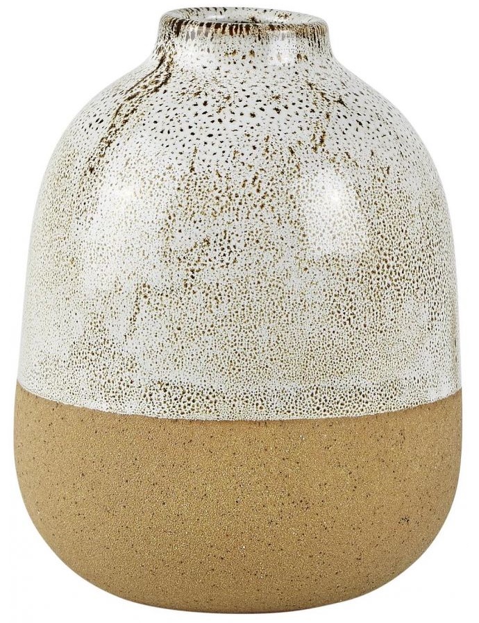 Wazon ceramiczny beżowy 20 cm – obraz-1