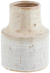 Wazon biało-beżowy z kamionki Ø13x16 cm – obraz-1