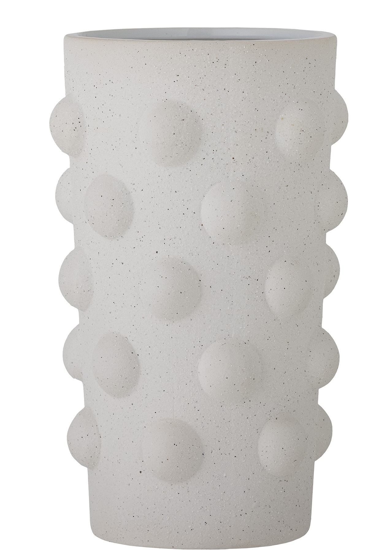 Wazon biały z kropkami 3D z kamionki Ø16 cm – obraz-1