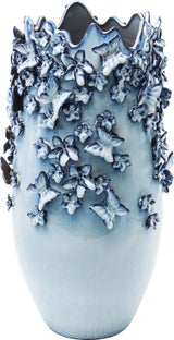 Wazon wysoki dekoracyjny ceramiczny niebieski 50x28 cm – obraz-1