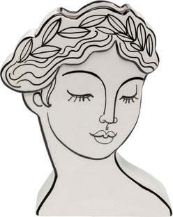 Wazon ceramiczny biały motyw kobiety 21x26 cm – obraz-1