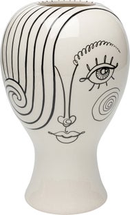 Wazon ceramiczny biały motyw kobiety Ø19x30 cm – obraz-1