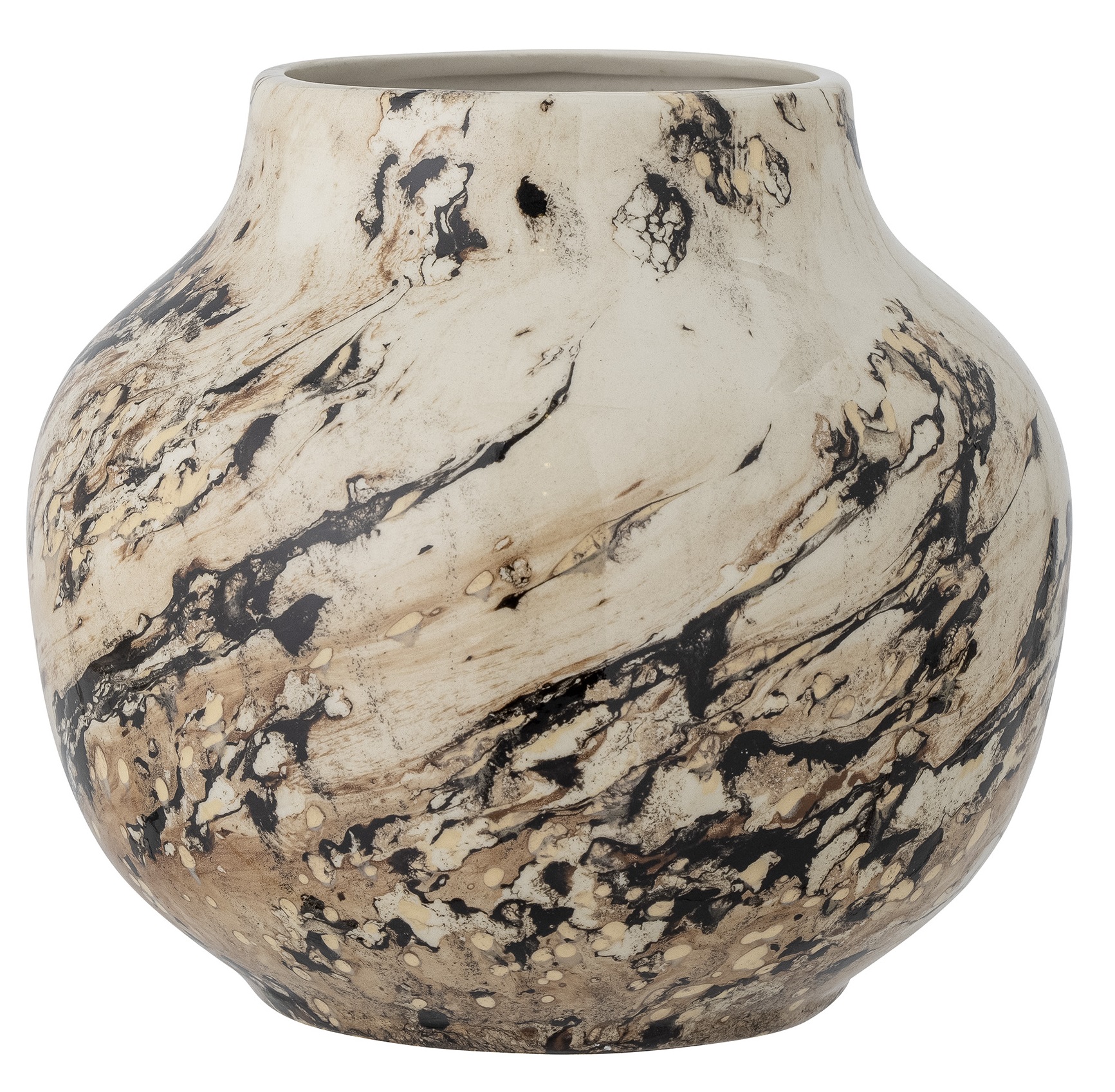 Wazon brązowy z marmurowym efektem z kamionki Ø24 cm  – obraz-1