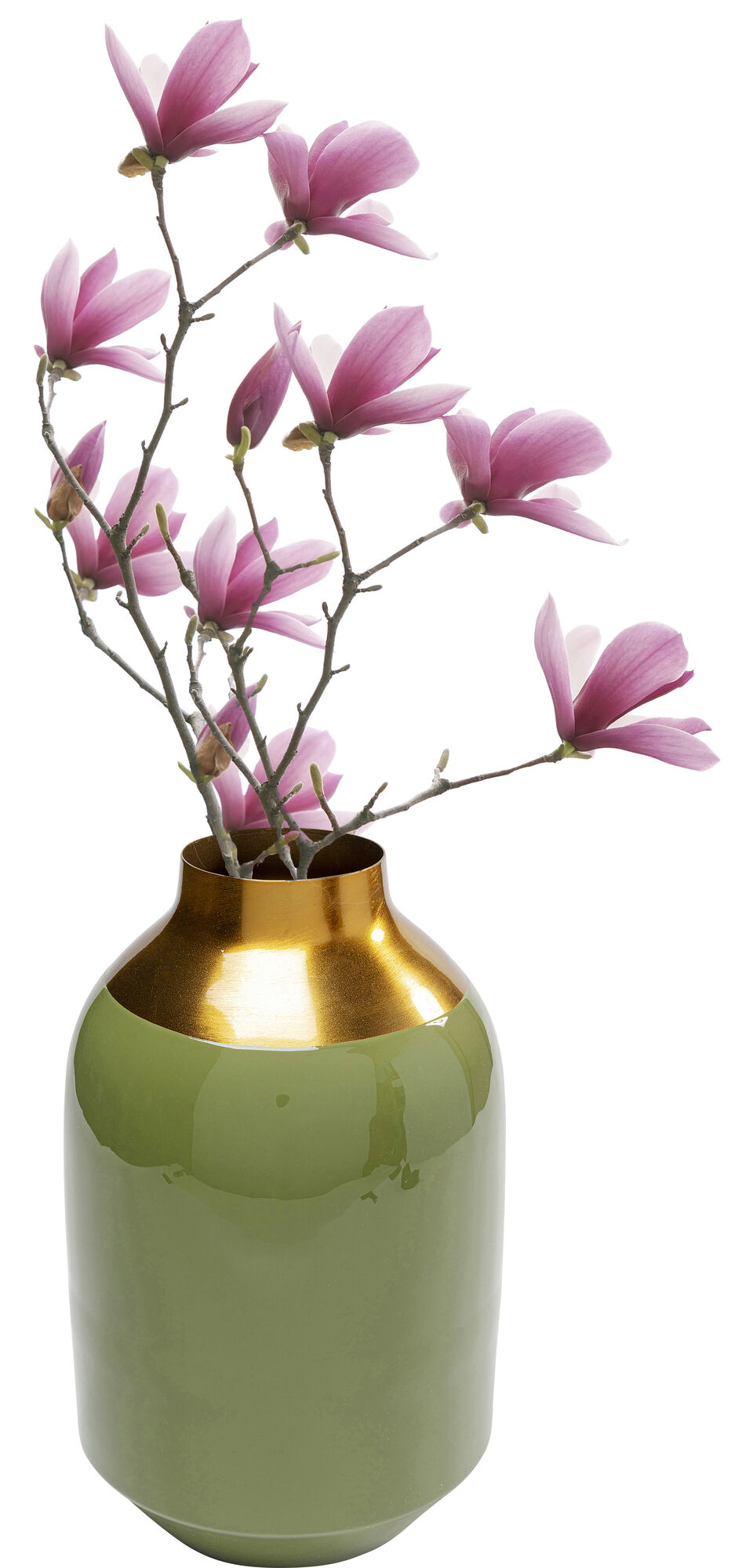 Wazon metalowy zielono-złoty 29 cm – obraz-1