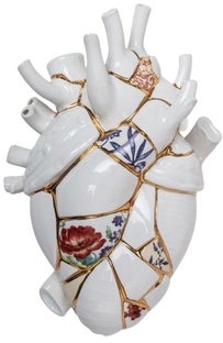 Wazon dekoracyjny Anatomiczne Serce Spoiwo biały porcelana 25 cm – obraz-1