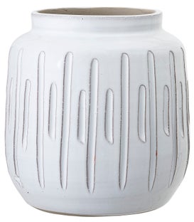 Wazon dekoracyjny terakota biały 17 cm – obraz-1