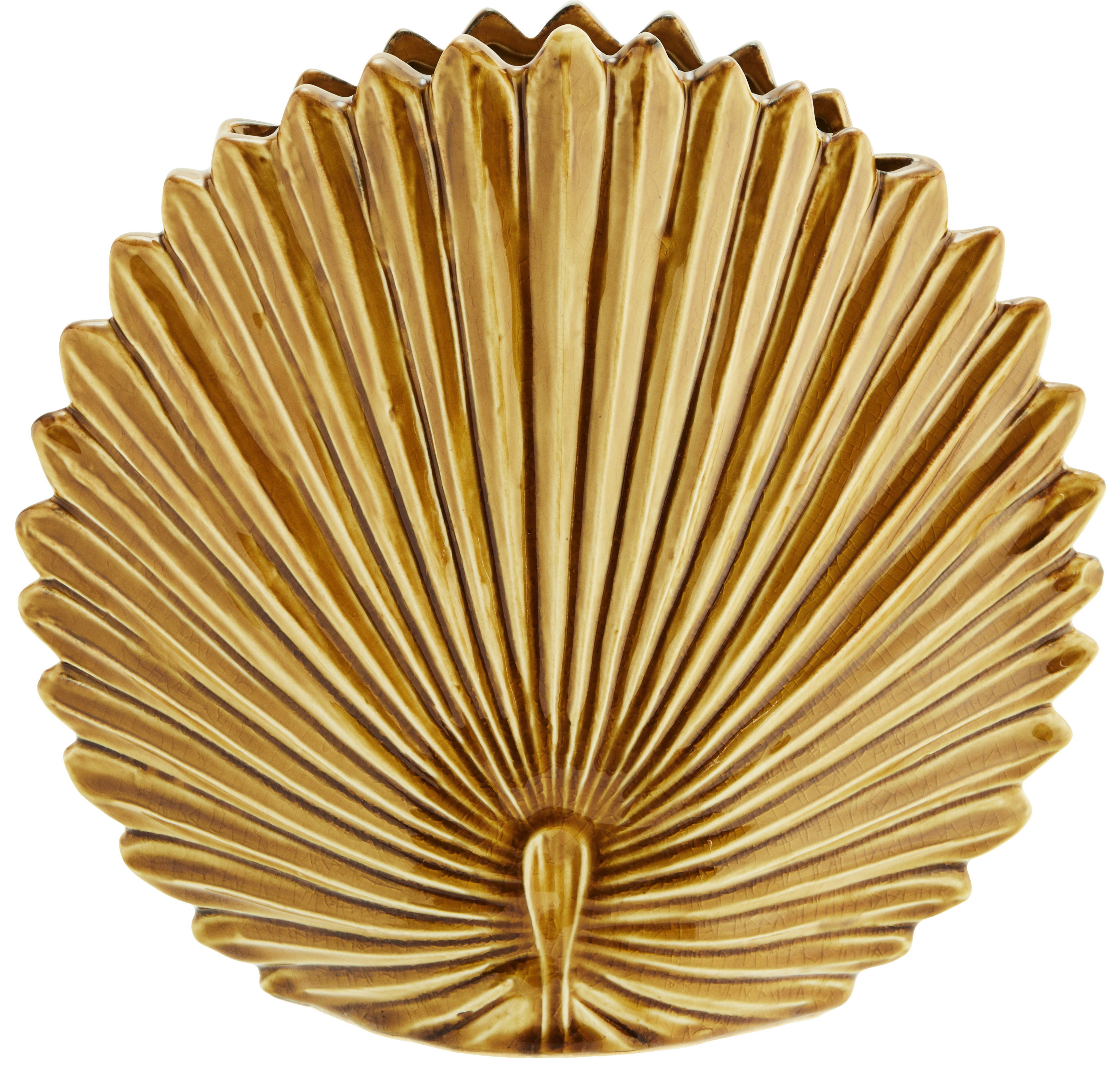 Wazon dekoracyjny Leaf Ø25 cm musztardowy – obraz-1