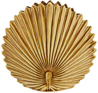 Wazon dekoracyjny Leaf Ø25 cm musztardowy – obraz-1