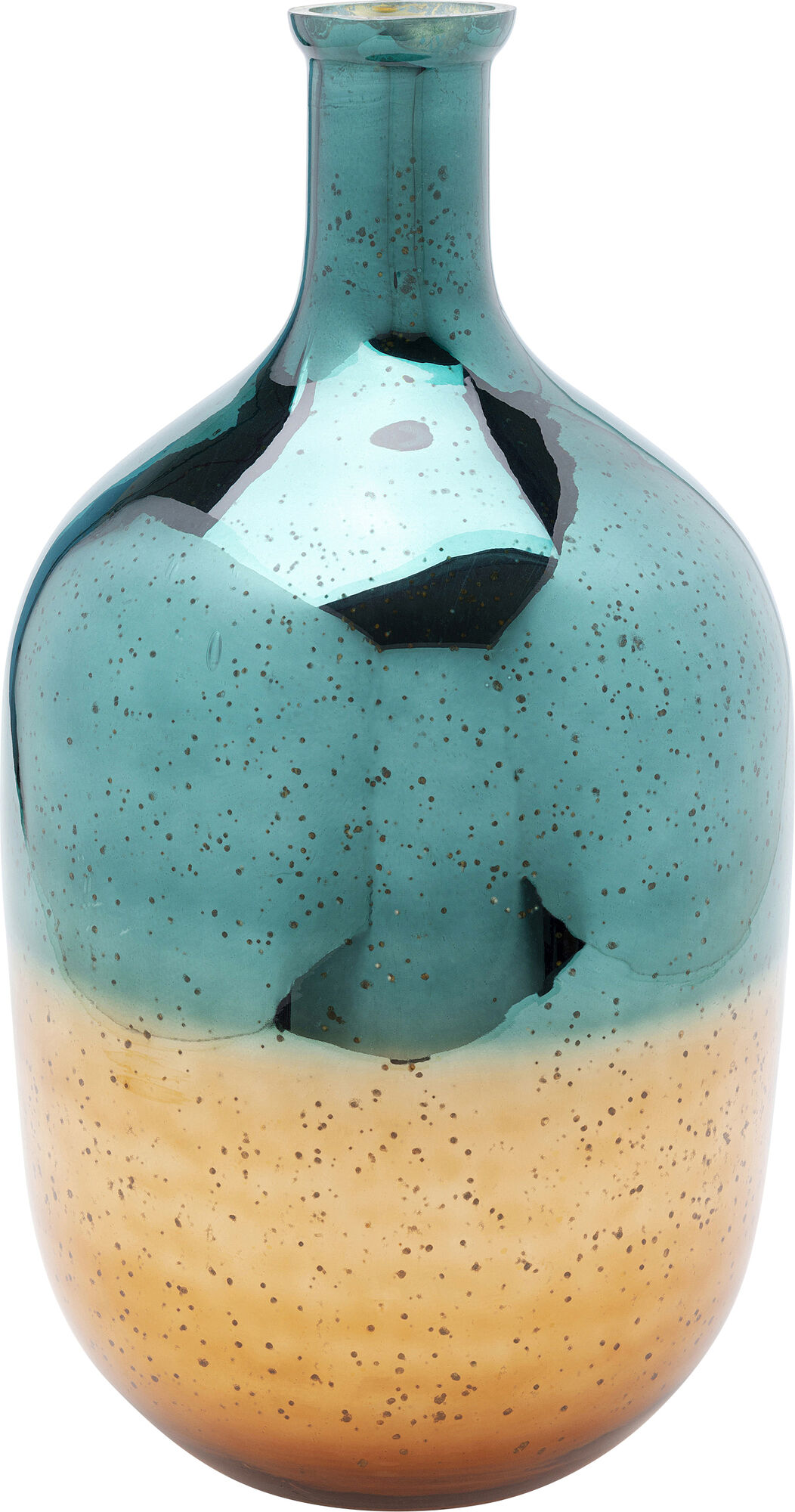 Wazon dekoracyjny szklany turkusowo-brązowy Ø27x50 cm  – obraz-1