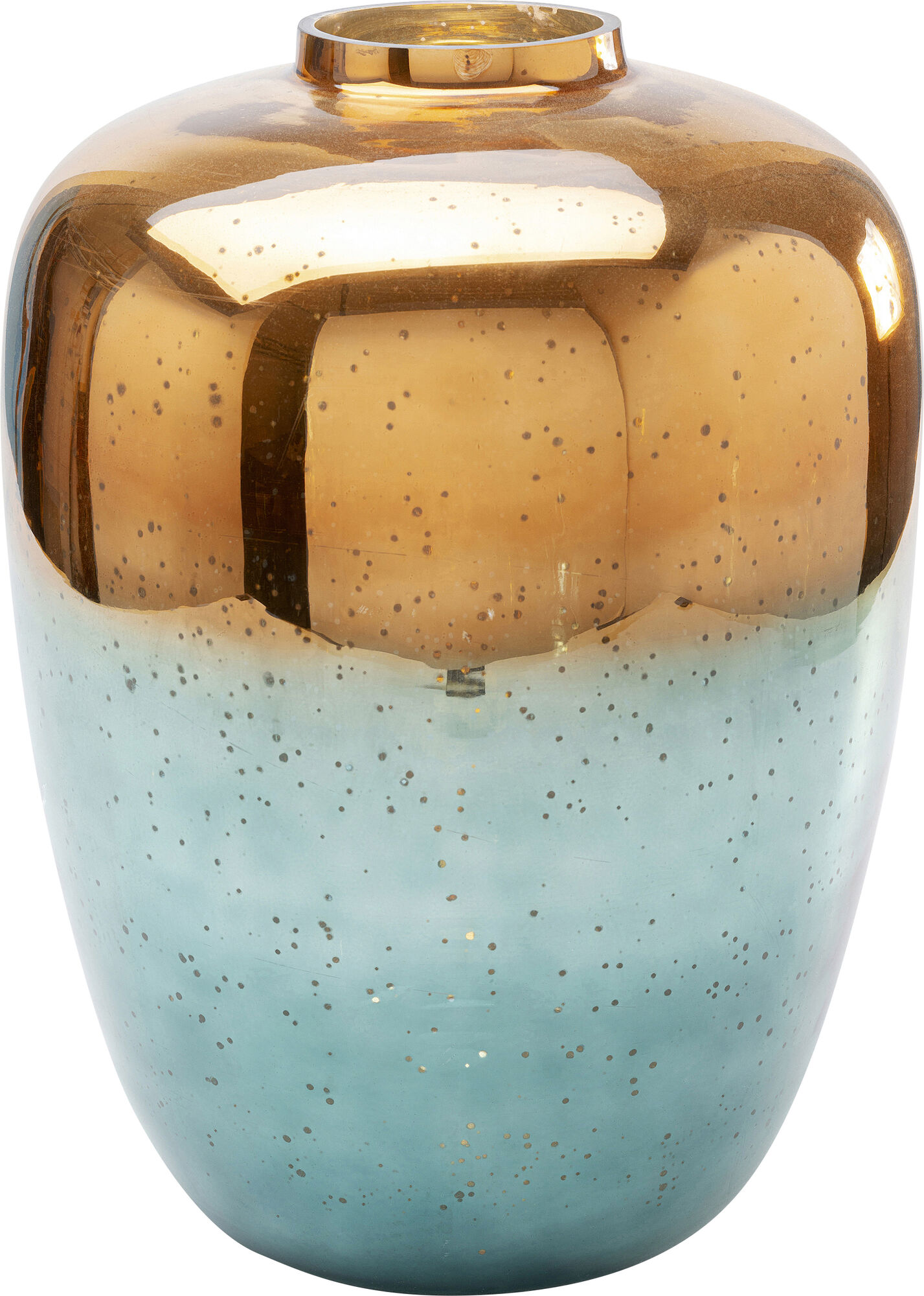 Wazon dekoracyjny szklany turkusowo-brązowy Ø30x41 cm  – obraz-1