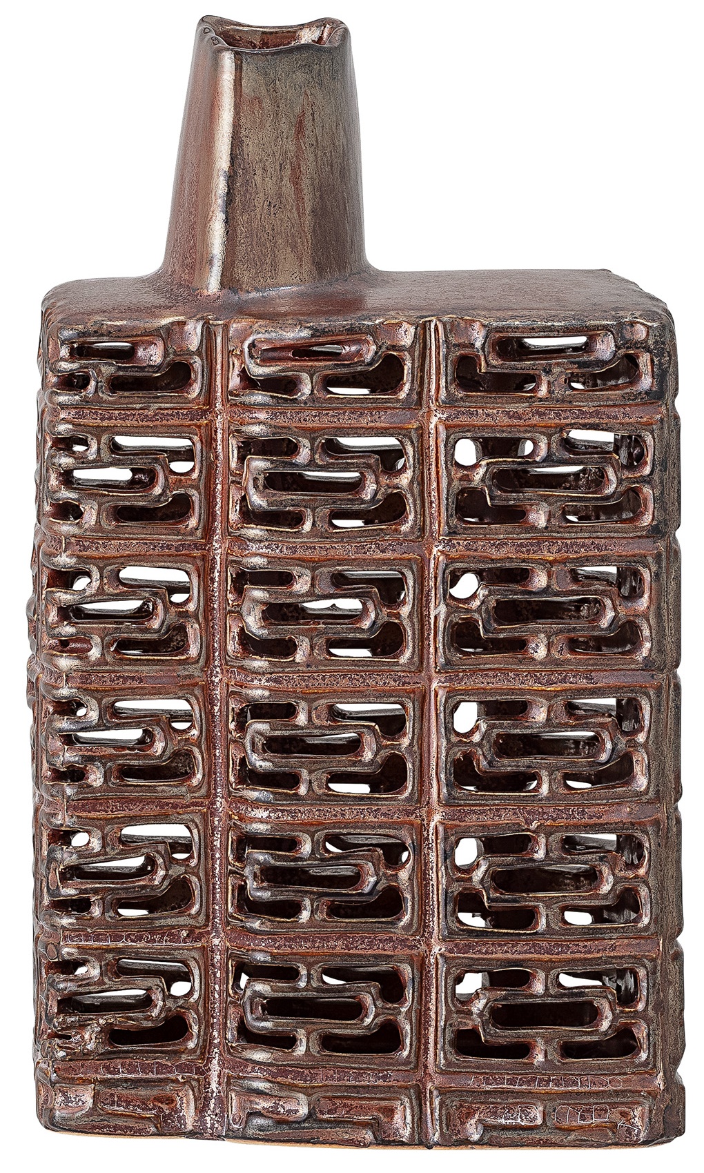 Wazon dekoracyjny ażurowy brązowy 12x8 cm – obraz-1