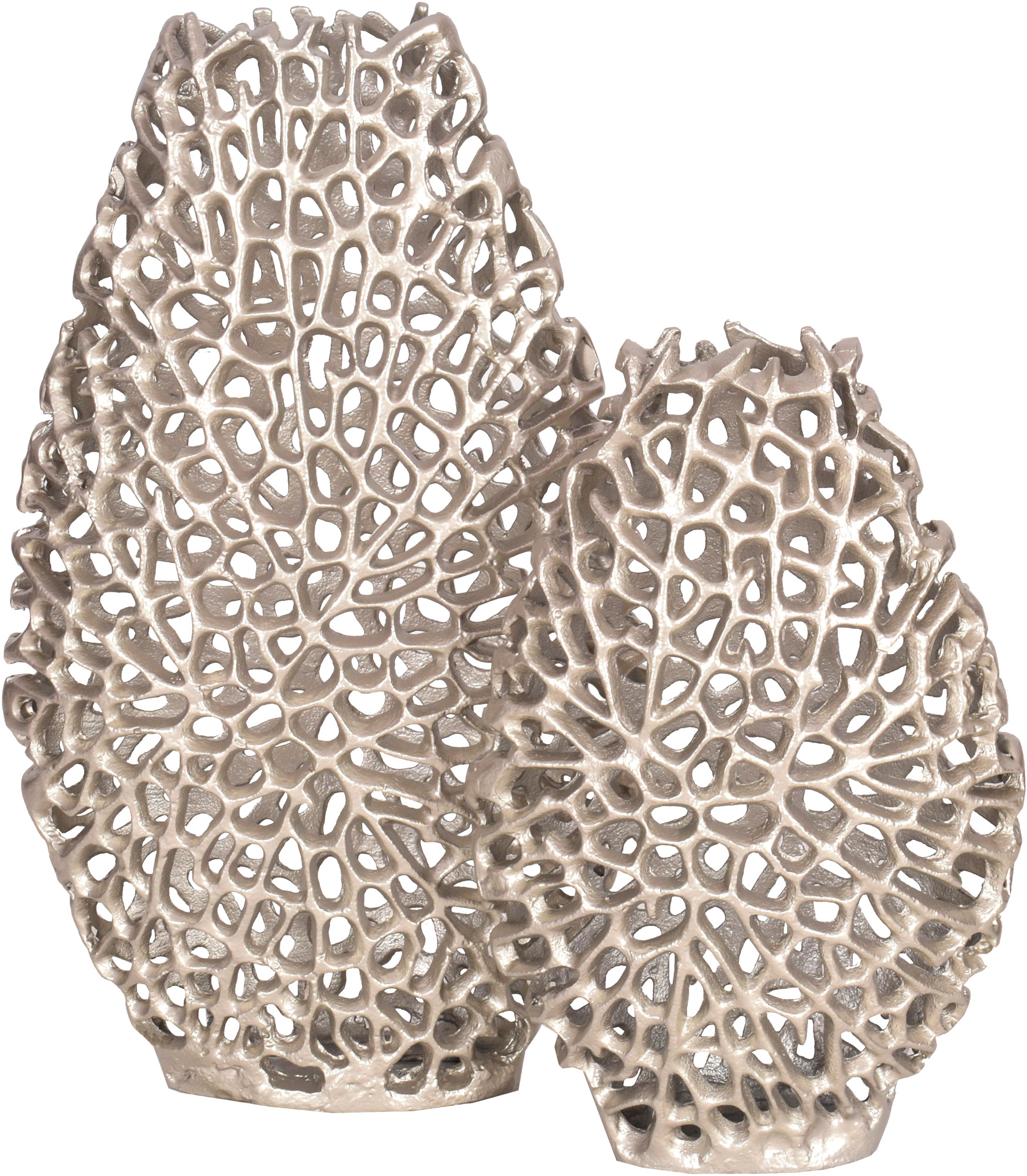 Wazon dekoracyjny srebrny stop aluminium (2-set) 24x40 cm – grafika-1.