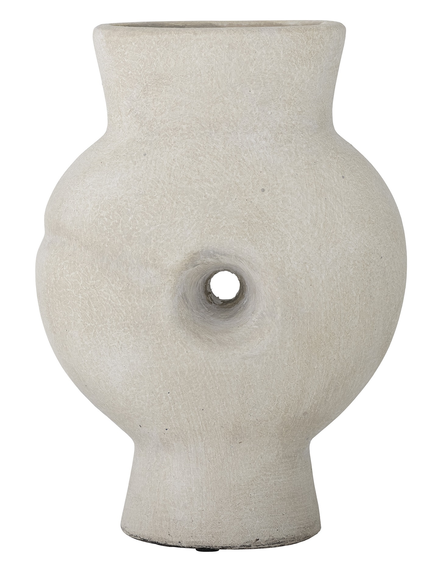 Wazon dekoracyjny z otworem w środku terakota biały 16,5x22x9 cm  – obraz-1