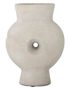 Wazon dekoracyjny z otworem w środku terakota biały 16,5x22x9 cm – obraz-1
