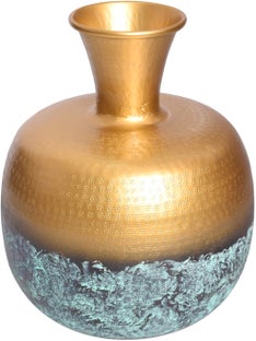 Wazon dekoracyjny złoty z patyną nowoczesny styl metalowo-aluminiowy Ø30x36 cm – grafika-1.